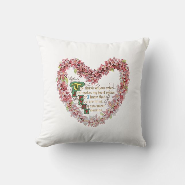 Antique Valentine Bouquet Heart Cushion (Front)