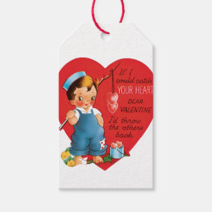Antique Valentine Boy Heart Gift Tags