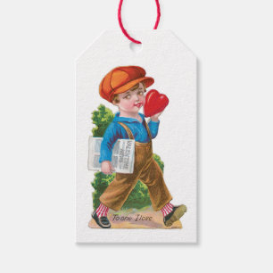 Antique Valentine Boy Heart Gift Tags