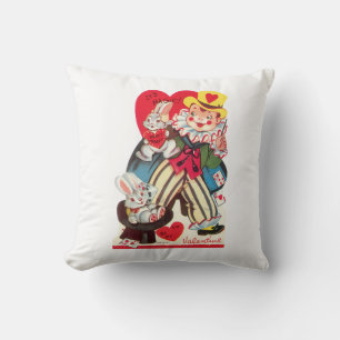 Antique Valentine Boy with Rabbits Cushion