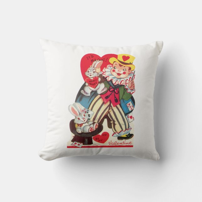 Antique Valentine Boy with Rabbits Cushion (Front)