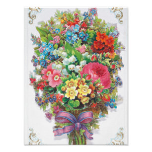 Antique Valentine, Colorful Bouquet, CIrca 1875 Photo Print