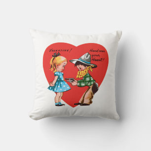 Antique Valentine Couple Heart Cushion