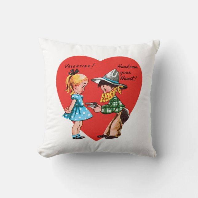 Antique Valentine Couple Heart Cushion (Front)