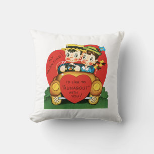 Antique Valentine Couple Heart Cushion