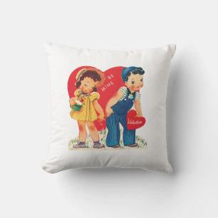Antique Valentine Couple Heart Cushion