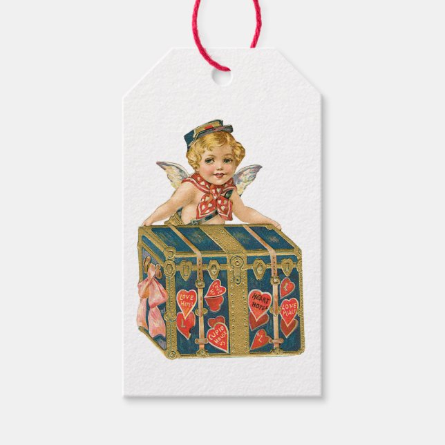 Antique Valentine Cupid Heart Gift Tags (Front)