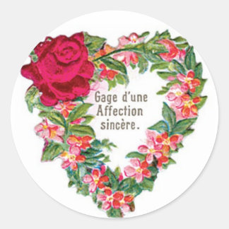 Antique Valentine Flower Heart Classic Round Sticker