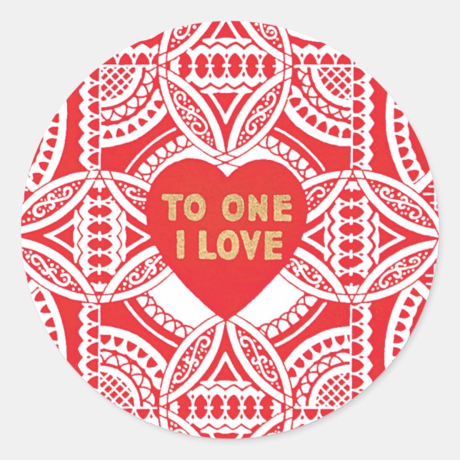 Antique Valentine Heart Classic Round Sticker (Front)