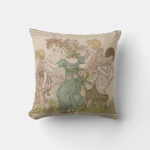 Antique Valentine's Card, Kate Greenway, ca. 1880 Cushion