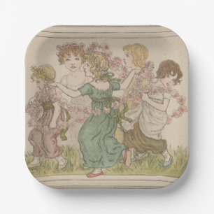 Antique Valentine's Card, Kate Greenway, ca. 1880 Paper Plate