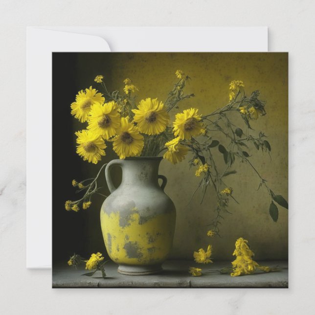 Antique Vase of Yellow Flowers (Front)