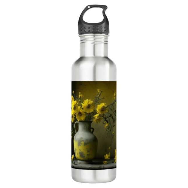 Antique Vase of Yellow Flowers 710 Ml Water Bottle (Front)