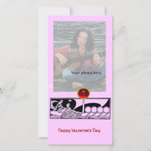 ANTIQUE VESSEL AND LOVERS Red Ruby Gem Black Pink Holiday Card