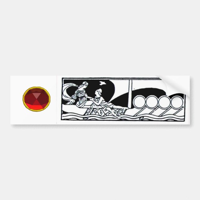 ANTIQUE VESSEL AND LOVERS Red Ruby Gem Black White Bumper Sticker (Front)