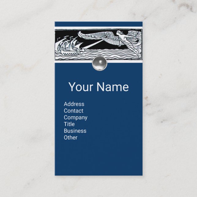 ANTIQUE VESSELS,Sea Travel,Navy Blue Black White Business Card (Front)