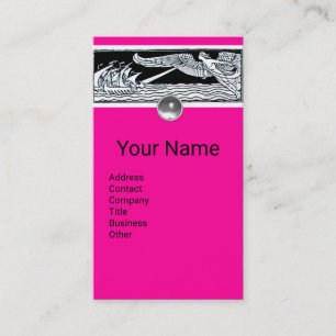 ANTIQUE VESSELS,Sea Travel,Wind,Pink Black White Business Card