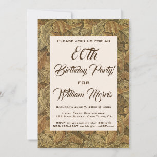 Antique Victorian Autumn Leaves Birthday Party Invitation