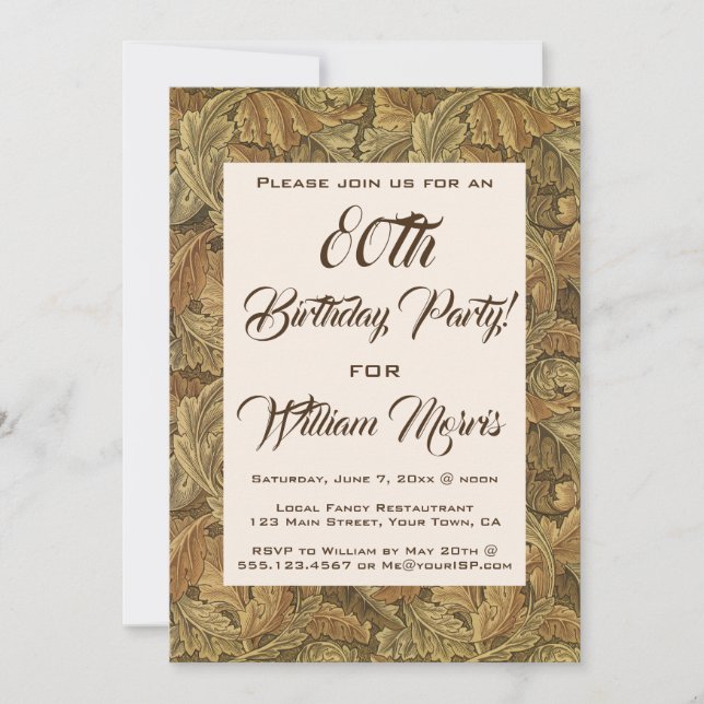 Antique Victorian Autumn Leaves Birthday Party Invitation (Front)