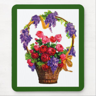 Antique Victorian Basket of Roses ... Mouse Pad