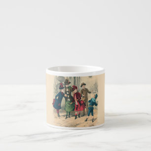 Antique Victorian Children Play Ball 1880 Winter Espresso Cup