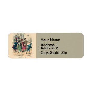 Antique Victorian Children Play Ball 1880 Winter Return Address Label