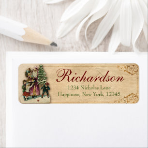 Antique Victorian Christmas Santa Return Address Label