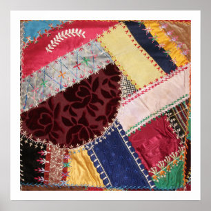 Antique Victorian Crazy Quilt Square Poster