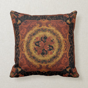 Antique Victorian Era 1850 Round Floral Print Cushion