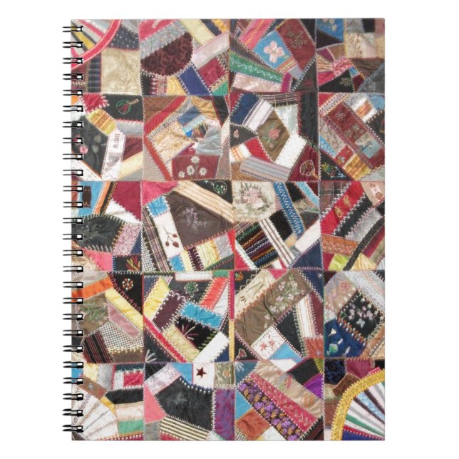 Antique, Victorian-Era, Crazy Quilt Notebook (Front)