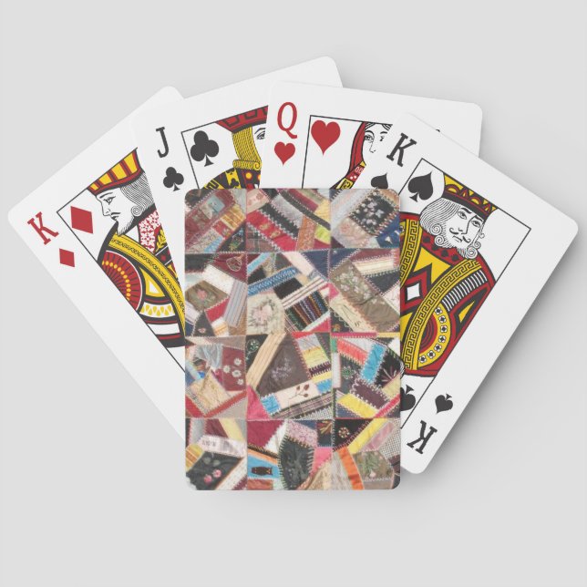 Antique, Victorian-Era, Crazy Quilt Playing Cards (Back)
