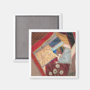Antique, Victorian-Era Crazy Quilt Square Magnet