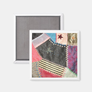 Antique, Victorian-Era Crazy Quilt Square Magnet