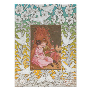Antique VIctorian Era Valentine's Day Card, 1876 Poster