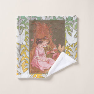 Antique VIctorian Era Valentine's Day Card, 1876 Wash Cloth