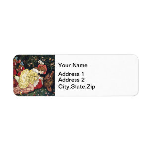 Antique Victorian Fairy Tale Beauty and the Beast Return Address Label