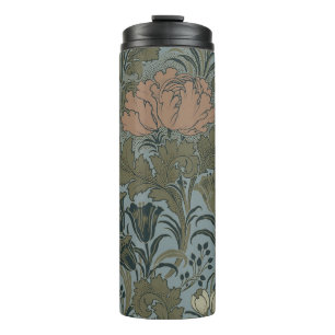 Antique Victorian Floral Pattern Sage Terracota Thermal Tumbler