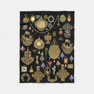 Antique Victorian, nouveau and deco Jewelry art Fleece Blanket