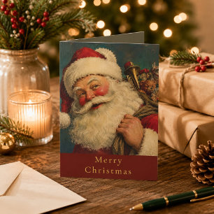 Antique Victorian Santa Claus Merry Christmas Card