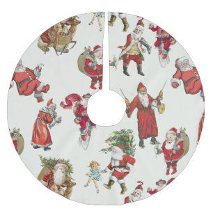 antique victorian santa vintage christmas holiday brushed polyester tree skirt