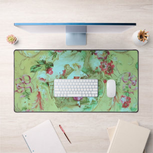 Antique Victorian Toile Rococo Style Sage Green  Desk Mat