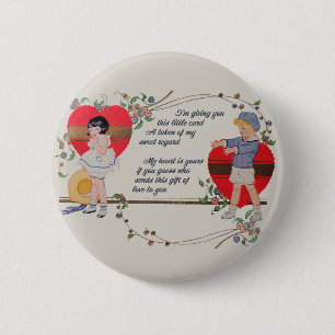 Antique Victorian Valentine Card Art Retro Child 6 Cm Round Badge