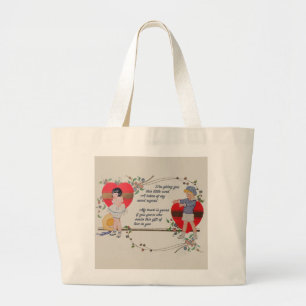 Antique Victorian Valentine Card Art Retro Child Large Tote Bag