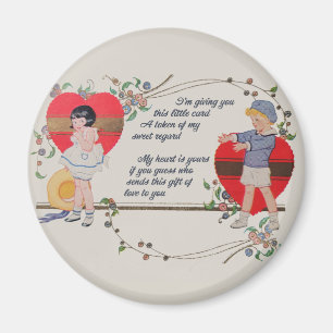 Antique Victorian Valentine Card Art Retro Child Magnet