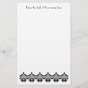 Antique victorian vintage black damask pattern stationery