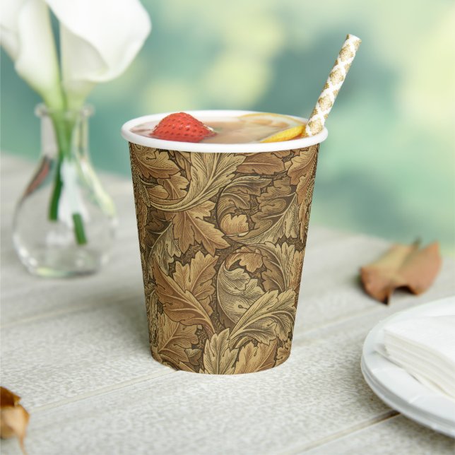 Antique Victorian Warm Autumn Leaves Wedding Paper Cups (Insitu)