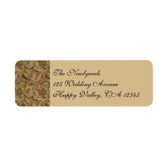 Antique Victorian Warm Autumn Leaves Wedding Return Address Label