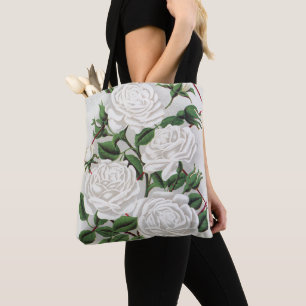 Antique Victorian White Climbing Rose Garden Tote Bag