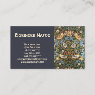 Antique Victorian William Morris Flowers Birds Business Card