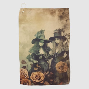 Antique Victorian Witch Sisters Sepia Golf Towel